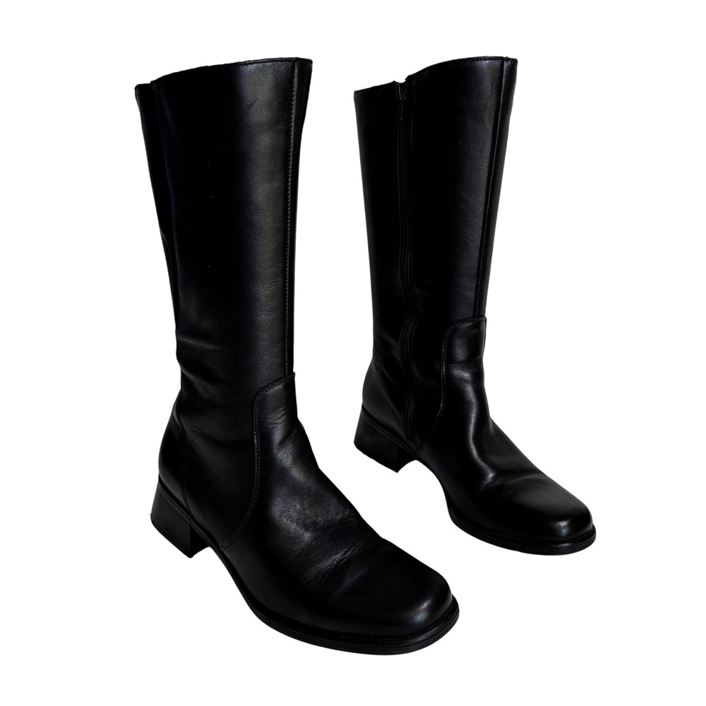 La CANADIENNE Black Leather Knee-High Heeled Boots